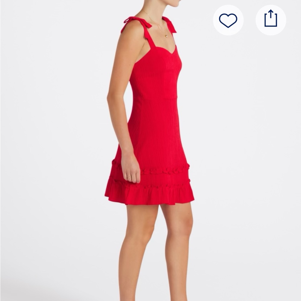 Red Tie-Shoulder Ruffle Sundress - Picture 7 of 9